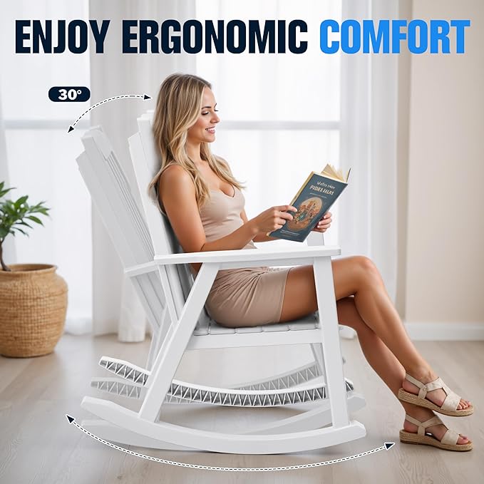 Devoko PP Material Rocking Chair Outdoor Indoor All Weather High Back Patio - Image 6
