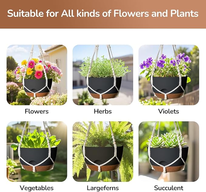 12 Inch Hanging Baskets for Plants Outdoor, Hanging Planters for Indoor Outdoor - Image 5