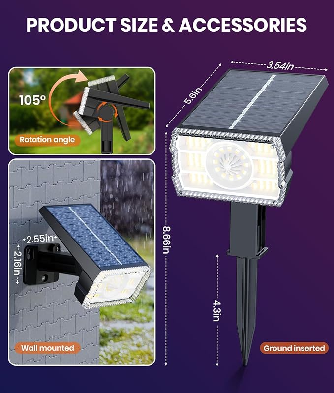 Christmas Solar Spot Lights Outdoor Waterproof 4-Pack, 58 LED Adjustable - Image 5
