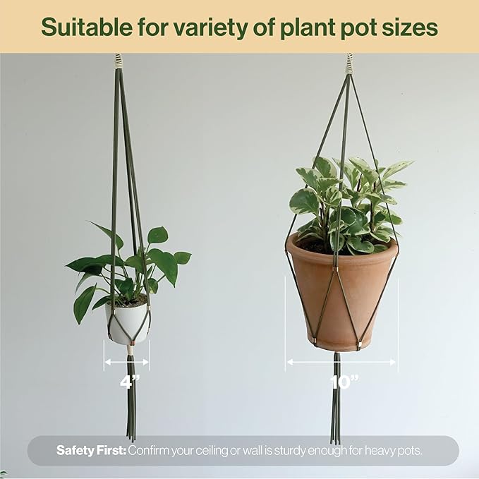 Macrame Plant Hanger Polyester Rope 42 Inch Outdoor Indoor Adjustable Hanging - Image 8