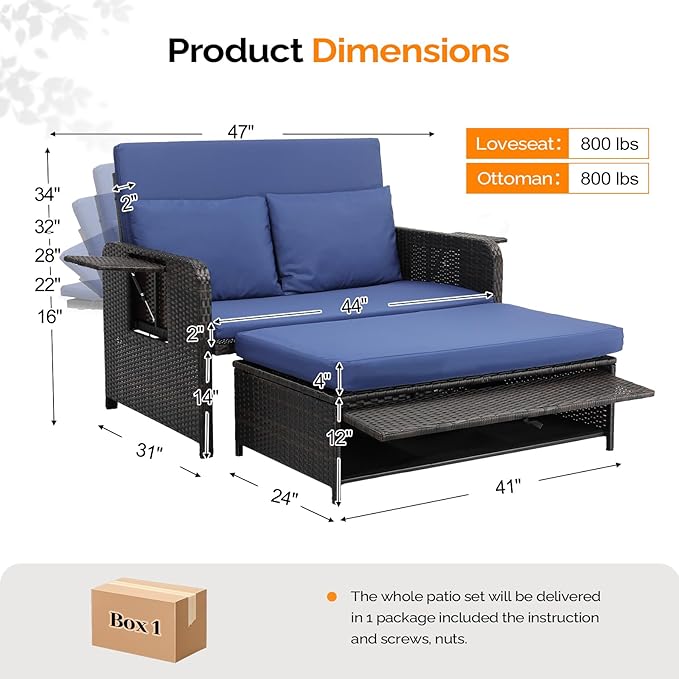 VINGLI Patio Daybed, Wicker Outdoor Daybed - Image 3