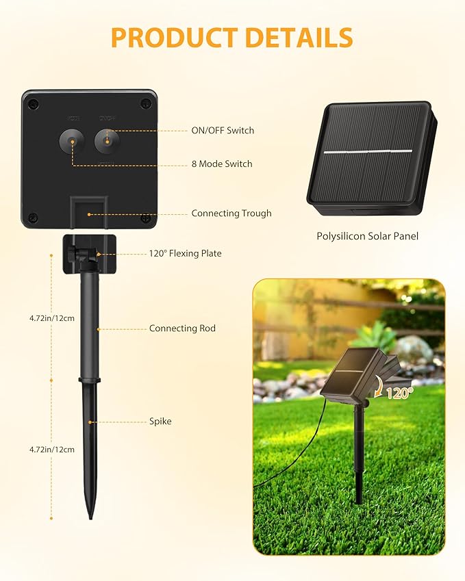 Brightown Solar String Light for Outside, 50Ft 120 LED Solar Lights Outdoor - Image 8