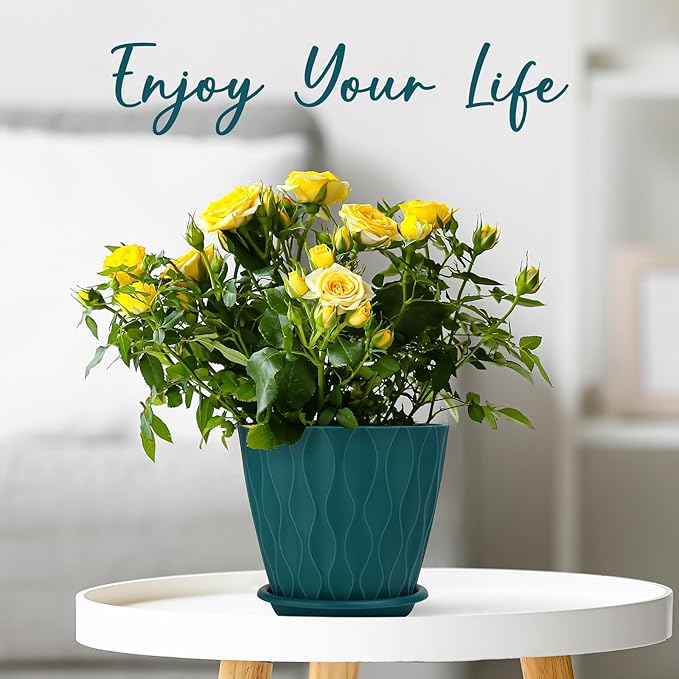 6 inch Plant Pots, 5 Pack Flower Pots Outdoor Indoor, Planters - Image 3