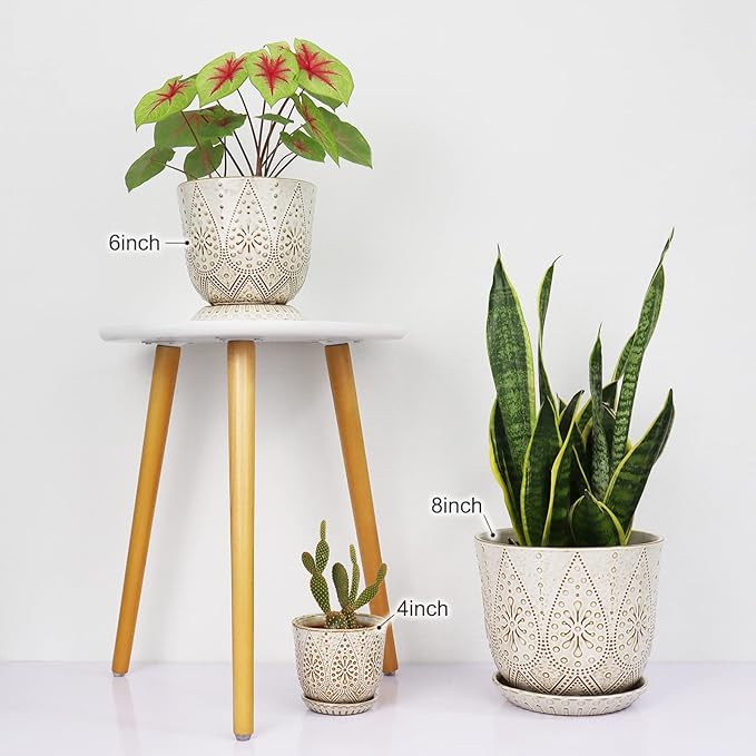 Gepege 8 Inch Plant Pot, Creamy White Ceramic Planter - Image 4