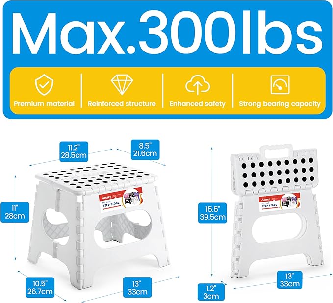 ACSTEP Folding Step Stool for Adults and Kids 11 Height Lightweight Plastic - Image 4