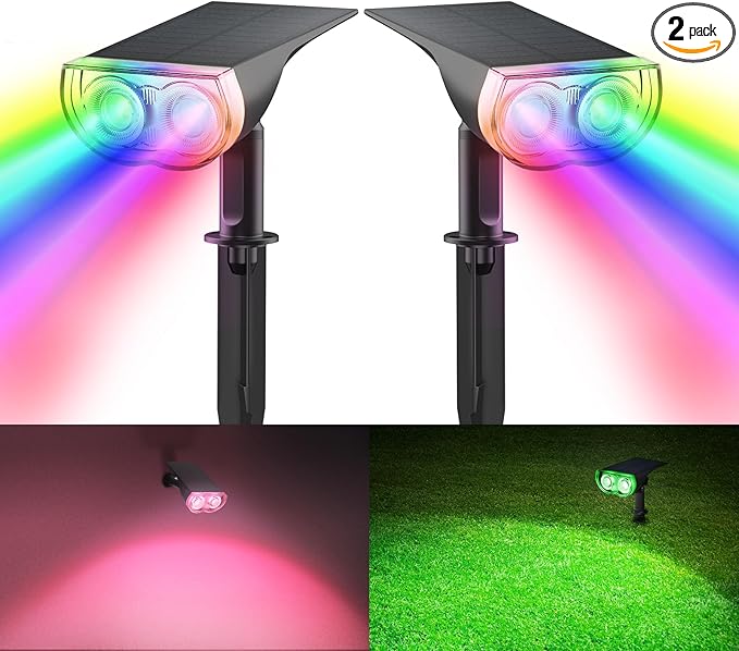 Consciot Solar Color Changing Outdoor Spotlights, 7 Lighting Modes Outside by Consciot