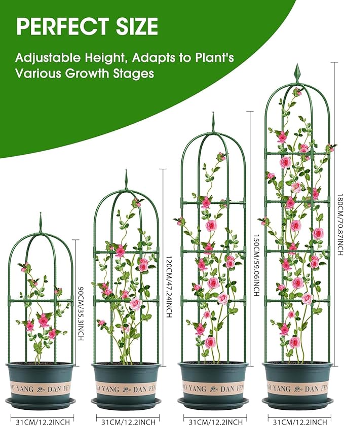 Garden Obelisk Trellis for Climbing Plants, 6FT Garden Obelisk Rustproof PE - Image 3