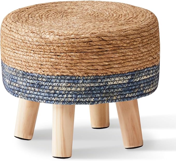 Cpintltr Foot Stool Natural Seagrass Hand Weave Poufs Round Ottoman - Image 4