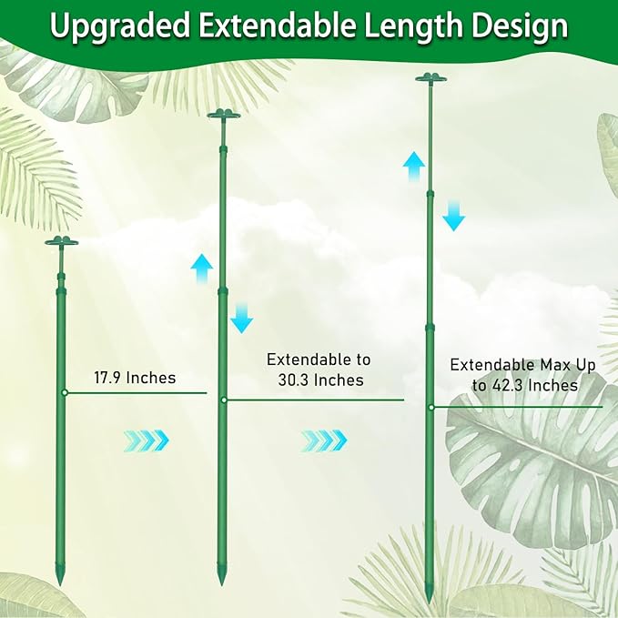 Extendable Plant Stakes, Length Scalable from 17.9IN to 42.3IN Plant Support - Image 4