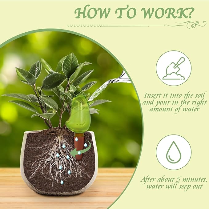 4 Pack Self Watering Spikes, Indoor Plant Watering Globes, Bird Shape Automatic - Image 2