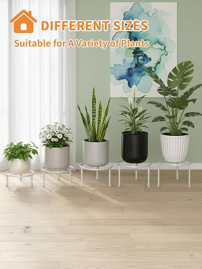 5 Pack Metal Plant Stand Indoor Outdoor Low Corner Plant Stand Heavy Duty - Image 7