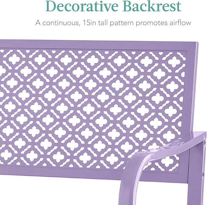 Best Choice Products Outdoor Bench 2-Person Metal Steel Benches Furniture - Image 5