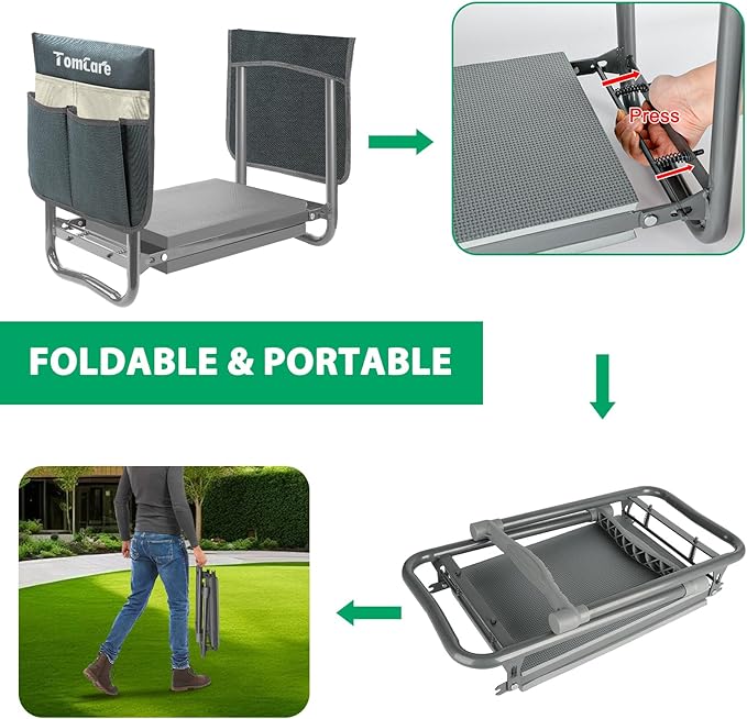 TomCare Garden Kneeler and Seat 10.64” Wider Larger Soft Kneeling Pad Garden - Image 6