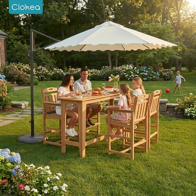 Ciokea Outdoor Bar Height Table Set of 5, Heavy-Duty All-Weather HDPE Patio Bar - Image 2