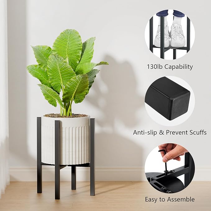 2-Pack Adjustable Metal Plant Stand Indoor Outdoor - Image 4
