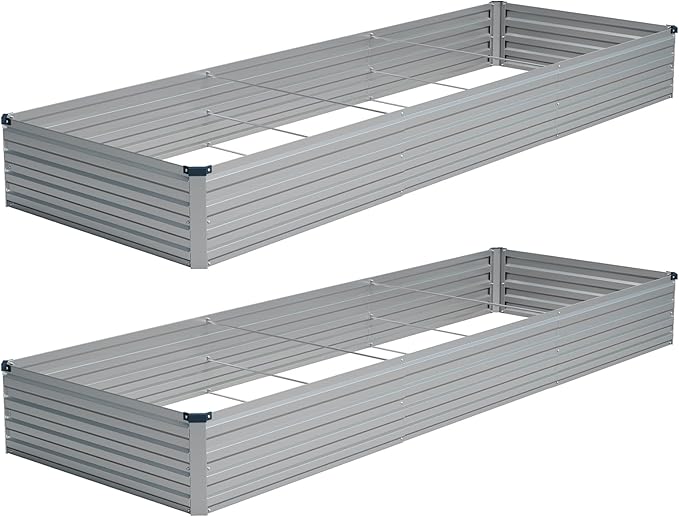 Vengarus 2 Pack 12x4x1FT Galvanized Raised Garden Bed Kit, Outdoor Metal by Vengarus