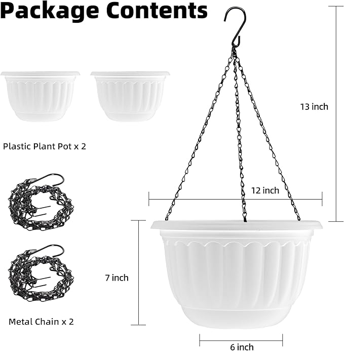 YIKUSH Planters for Outdoor Plants 2 Pack White Plant Pots - Image 2