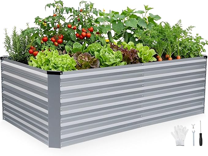INNO STAGE 6x3x2ft Galvanized Raised Garden Bed, Raised Garden Bed Kit-Metal by INNOSTAGE