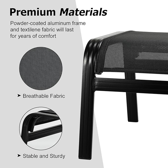 Patio Footstools Outdoor Foot Rest Aluminum Patio Ottomans Portable Seat Wicker - Image 4