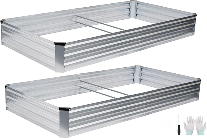 Galvanized Raised Garden Bed Outdoor | Metal Raised Garden Bed by Zettfuly
