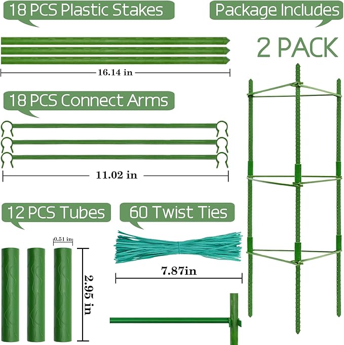 Halatool 2 Pack Tomato Cages for Garden, Garden Stakes Tomato Trellis for Pots - Image 2