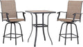 PHI VILLA 3 PCS Patio Swivel Bar Sets Textilene High Bistro Sets by PHIVILLAThepioneerofcomfortablehouseholdsupplies