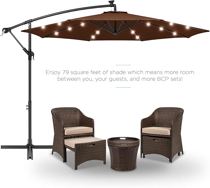 Best Choice Products 10ft Solar LED Offset Cantilever Hanging Market Patio - Image 2