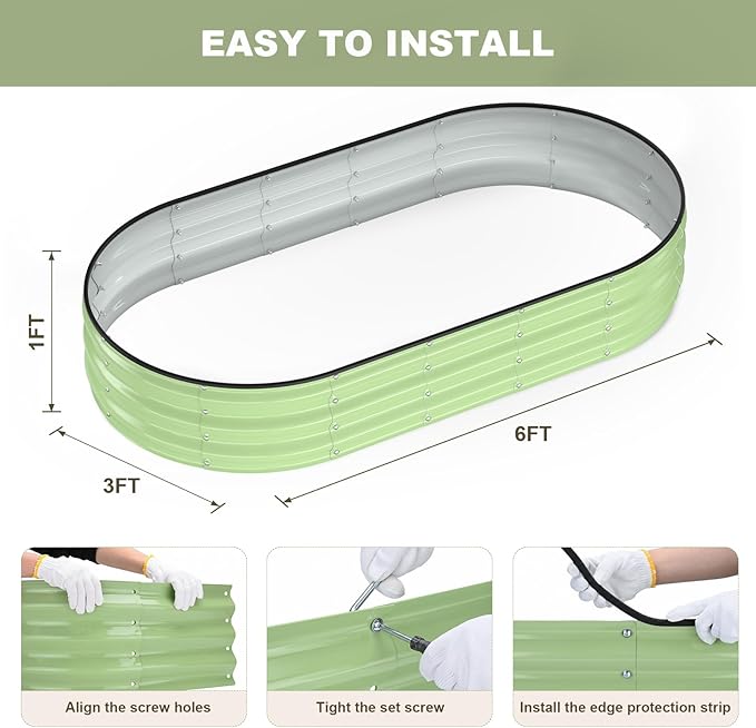 Raised Garden Bed, Oval Metal Planter Box - Image 5