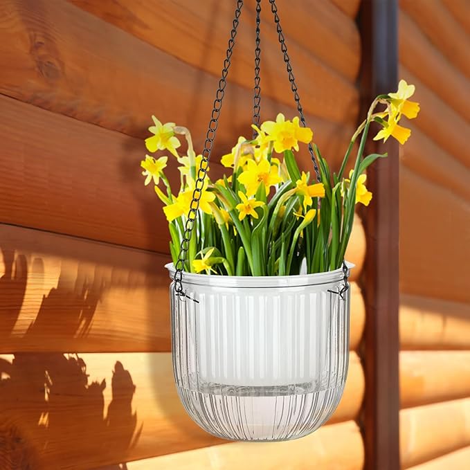 Maxcheck 4 Pcs Self Watering Hanging Planters Indoor Gift 6.5'' 4.5'' Hanging - Image 4