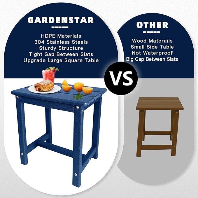 Adirondack Square Side Table, one-Tier Outdoor end Table, Patio Side Table - Image 4