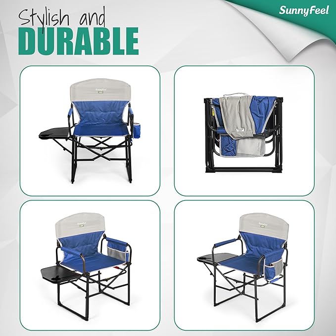 SUNNYFEEL Camping Directors Chair, Heavy Duty, Oversized Portable Folding Chair - Image 7