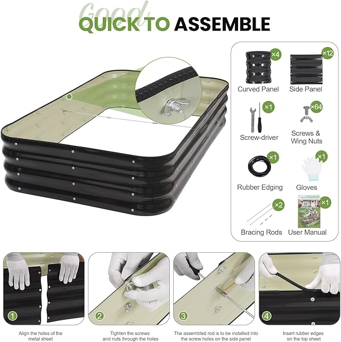 G GOOD GAIN 4-in-1 Adjustable Raised Garden Bed Kit | Galvanized Planter Boxes - Image 7
