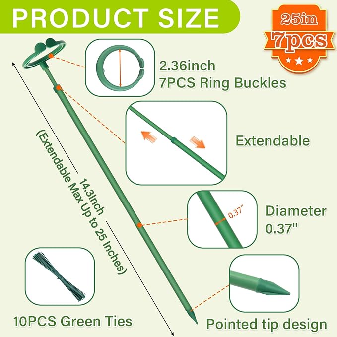 Extendable Plant Stakes, Adjustable Length from 14.3IN to 25IN Monstera Support - Image 2