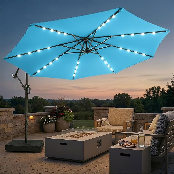 wikiwiki 10ft Solar LED Patio Umbrella by WikiwikiPatioUmbrellas