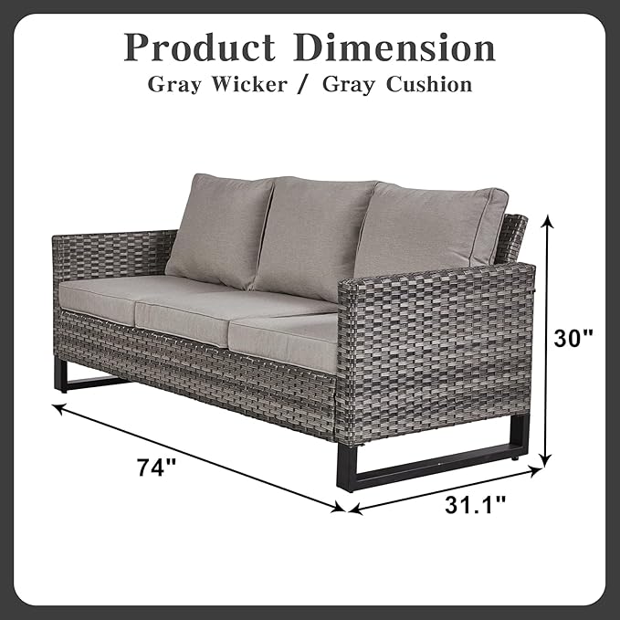 Belord 6 Piece Outdoor Furniture Patio Wicker Sofa Set, Oversize Outdoor Dining - Image 3