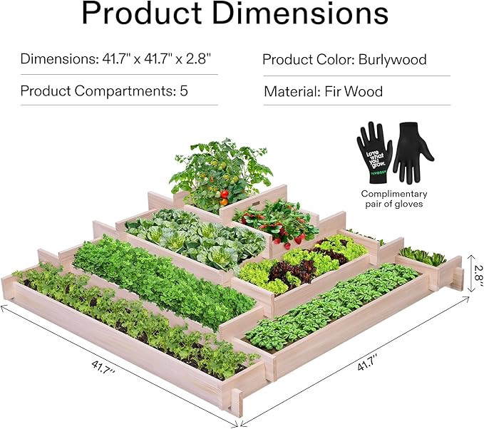 VIVOSUN 5-Tier Wooden Raised Garden Bed, Outdoor Wood Planter Box - Image 7