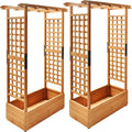 Raised Garden Bed with Wood Trellis Set of 2 Outdoor Planter Box by Anraja