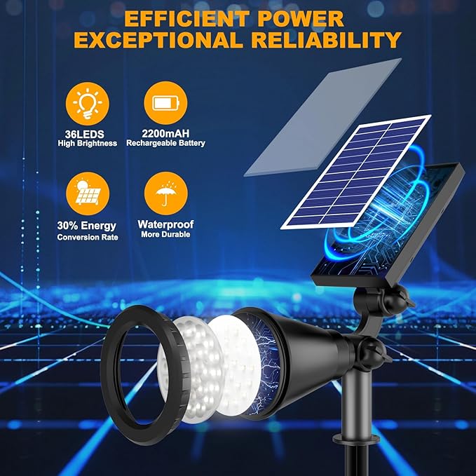 Solar Lights Outdoor Waterproof, 36 LEDs 1000LM Adjustable Solar Spot Lights - Image 8