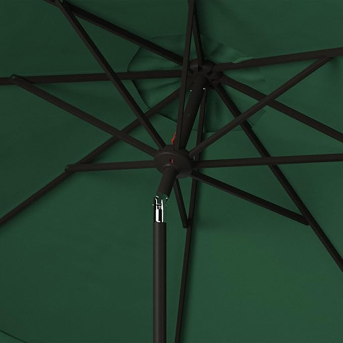 SAFAVIEH 9ft Outdoor Patio Umbrella, Dark Green, Auto Crank Tilt, UV Resistant - Image 3