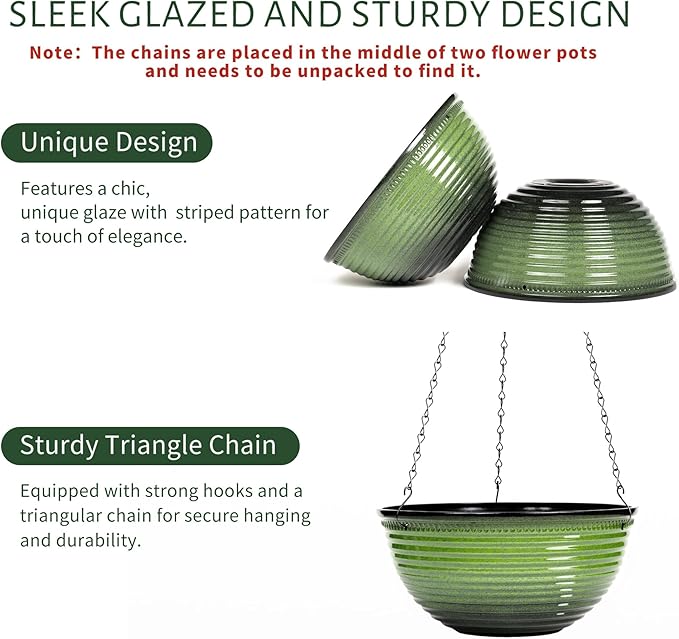 10 Inch Hanging Planter, 2 Pack Hanging Planters - Image 4