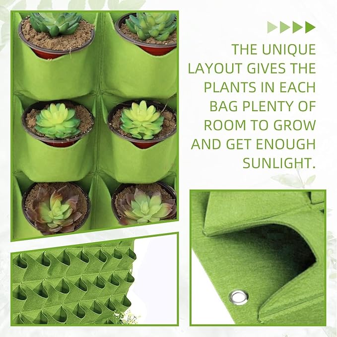 LITLANDSTAR 18 Pockets Hanging Grow Bags, 2 Pack Horizontal Wall Planter Plant - Image 4