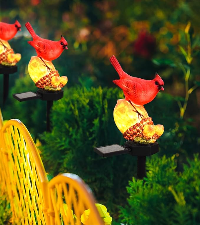 Cardinal Decor Solar Garden Decor Waterproof Red Bird Figurine Solar Stake - Image 4