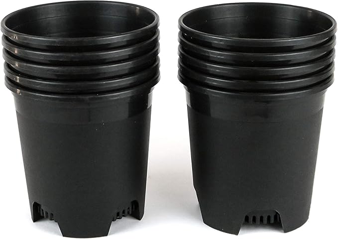 5.5 Inch Gardening Flower Pots 10-Pack Black Pot Liners 0.5 Gallon Nursery Pot - Image 2