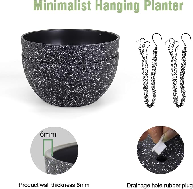 12 inch Large Hanging Planters for Indoor Outdoor Plants, 2 Pack Hanging Flower - Image 4