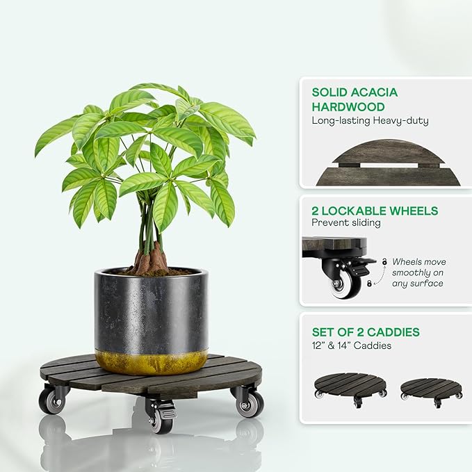 Idzo 2pack Wood Plant Caddy - Image 2