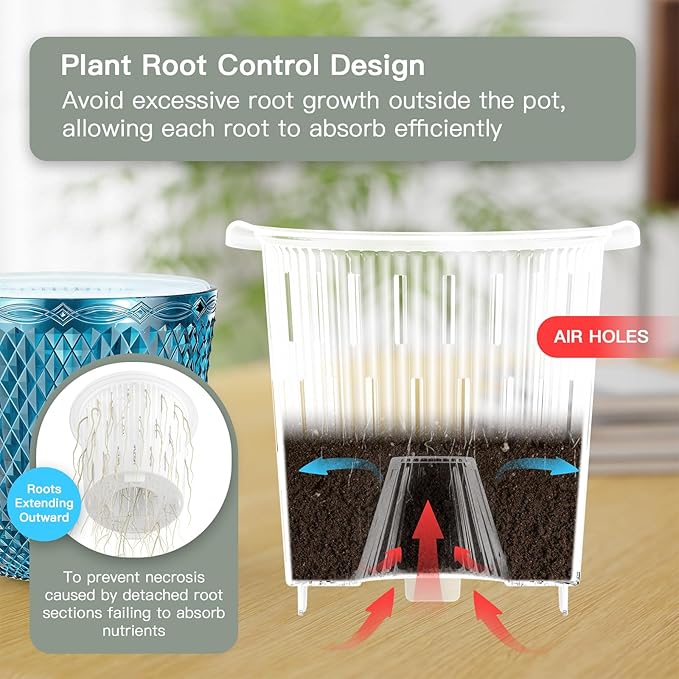 QCQHDU 2 Pack Self Watering Pots, 7.2 Inch Flower Pots - Image 5