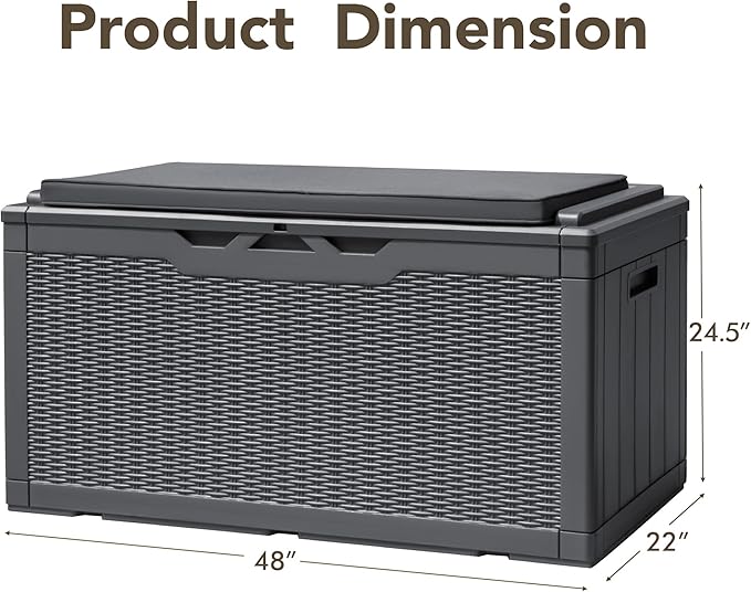 Devoko 100 Gallon Deck Box, Waterproof Resin Outdoor Storage Box - Image 2