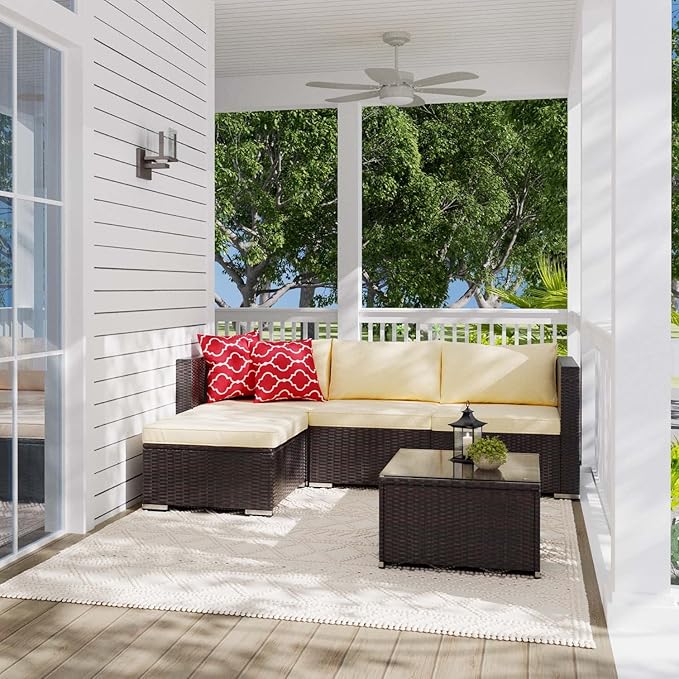 Aiho Patio Furniture Set All Weather Outdoor Sectional Patio Sofa Set - Image 7