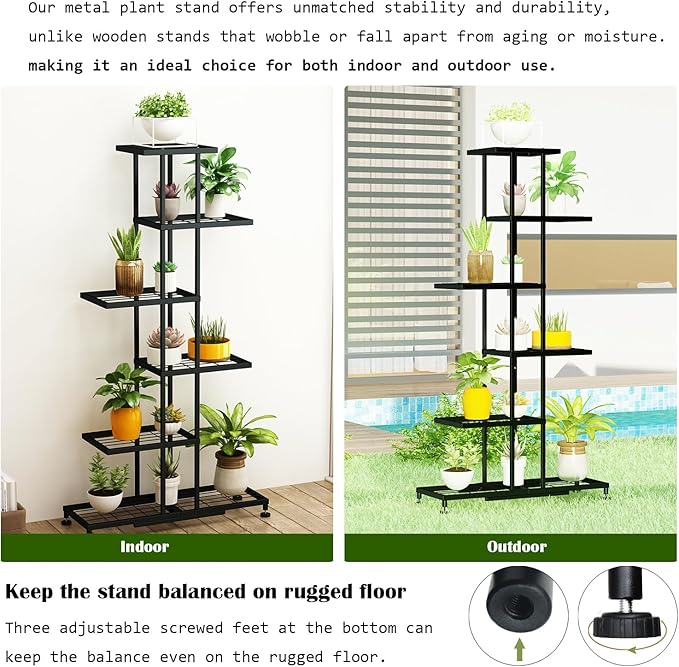 Metal Plant Stand, 6 Tier 12 Potted, Upgrade Multiple Plant Rack Shelf Organizer - Image 6