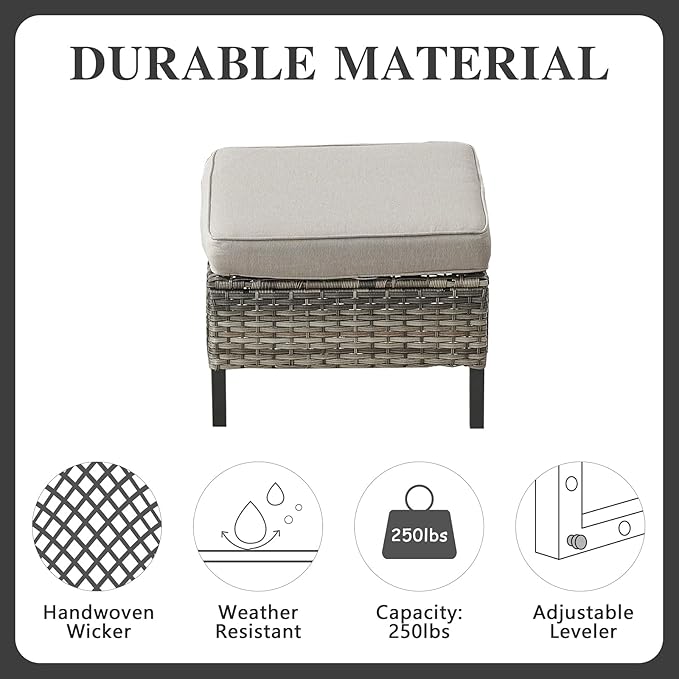 Belord 7 Piece Outdoor Furniture Patio Wicker Sofa Set, Oversize Outdoor Dining - Image 9